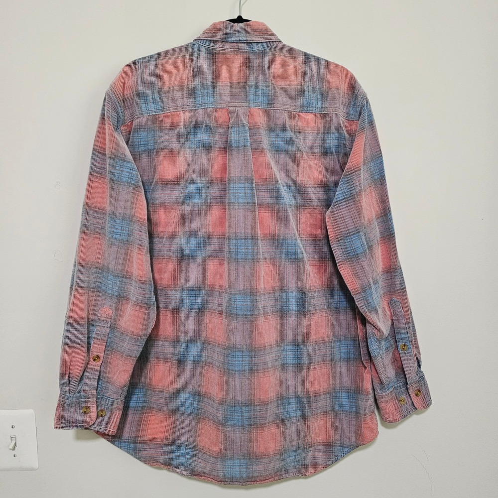 ORVIS Mens L Plaid Corduroy Button Down‎ Shirt Long Sleeve Cotton Pink Gray - Picture 7 of 9